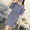 5818 European station summer new strapless loose skirt fashion embroidery stripes dress