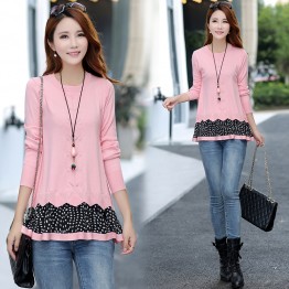 Autumn and winter new large size loose fake two piece sweaters 5530