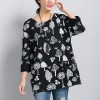 8266 Autumn new plus size cotton printed long-sleeved round neck loose T-shirt