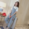 916 floral embroidered suspender jeans