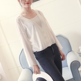 6605 Ice silk hemp cardigan short long-sleeved suncreen shirt