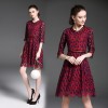 6279 autumn new slim eyelashes lace seven-point sleeve dress