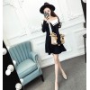 9170 temperament sweet Japanese rabbit ears big V-neck long sleeves knitted dress