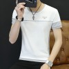 Summer new men's short-sleeved T-shirt round neck tonic striped cotton bottoming shirt half-sleeved men 1011