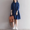 5827 # 2017 real shot art cotton and linen dress spring and autumn linen shirt skirt long sleeves loose outside Sen Sen