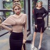 7102 fashion sexy V-neck off shoulder long sleeve T-shirt 