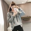 6089 hooded casual fall long sleeves wide open sweatshirt