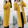 8004 autumn and winter pure color pocket loose cardigan sweater coat