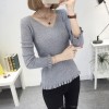 8075 # autumn and winter new women Korean version of the V-neck sweater women's shirt shirt sets of sexy Slim thin sweater