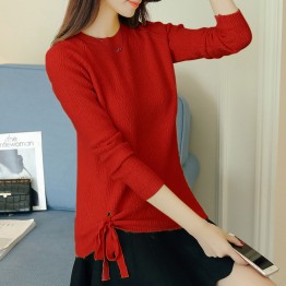 5091 Korean fashion sweater pullover short autumn new pure color long sleeves sweater