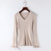 628 autumn and winter slim long trumpet sleeve knitted bottom shirt sweater
