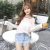 8089 Simple pattern hole transparent sunscreen long sleeve sweater