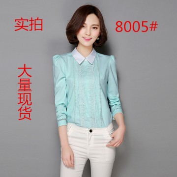 8005 spring slim doll collar lace chiffon shirt