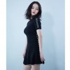 Tie knit dress ladies Slim Han Chao small black dress 072