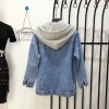 8694  oversize hooded lovers men and women denim jacket