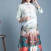 3380 long-sleeved mulberry silk stand collar buckle long coat