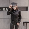 6111 new leather women short motorcycle slim women's jacket