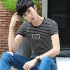 6304 men 's printing stripes short sleeve T - shirt 