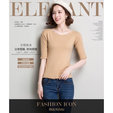 Shor t-sleeved bottom shirt in the sleeve t-shirt Slim half-sleeved knitting