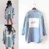 8377 Printed students style back letter Loose denim jacket