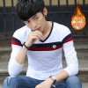 650 wool lining thick long sleeve men's splicing t-shirt