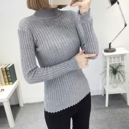 8077 Korean fashion Slim underwear solid color sweater
