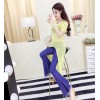 530 # fashion sexy round neck short-sleeved split trasparent sweater + tassel micro-horn jeans