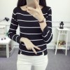 8973 # Autumn new women's self-cultivation striped long-sleeved sets of knit sweaters sweater blouse