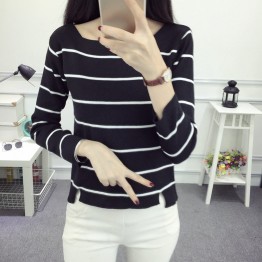 8973 stripes long sleeve knit sweater