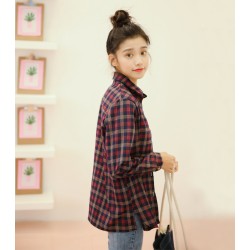 9152 Korean fashion loose retro red plaid shirt