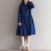 8235 new literary style pure color cotton and linen loose dress