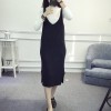 8010 # real long sweater dress female loose Korean version of women's vest skirt strap strap dress new dress