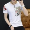 Men's Chinese Fashion Pencil T-Shirt Long Men's Summer Short Sleeve T Blood Korean Half-Sleeve T-Shirt 9120