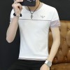 1011 men's short sleeve round neck tonic striped cotton T-shirt