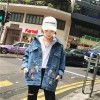 2017 new heavy industry denim clothing embroidery jacket long sleeves loose cowboy jacket