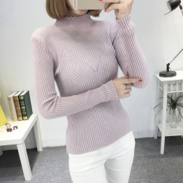 8080 # autumn and winter new Slim was thin high collar collar sweater female Korean long-sleeved wild base sweater