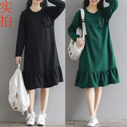 8267 Autumn retro long sleeves round neck knit dress