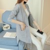 5096 autumn new hem tassel knitted cardigan sweater