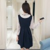 5576 fake two piece casual long sleeve pleated dress