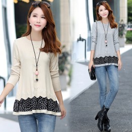 5530 Autumn and winter large size loose fake two piece sweaters 