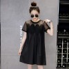 5880 splicing net yarn lattice high waist dress