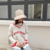 973 Korean fashion preppy style big V collar letter embroidery students sweater