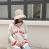 973 Korean fashion preppy style big V collar letter embroidery sweater