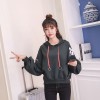 2830 Korean preppy style loose hooded sweatshirt