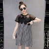 5880 splicing net yarn lattice high waist dress