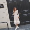 8869 temperament slim knitted sweater splicing yarn dress