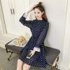 7153 # spot real 2017 spring new Korean women loose pleated chiffon long sleeves dress