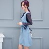 7082 # real shot Korean ladies chiffon blouse + strap dress two sets of fashion suit women