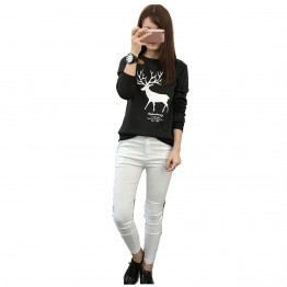 8479 cartoon big size plum deer printing students thickening sweatshirt