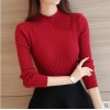 Women short autumn and winter Korean women's lotus leaf Slim long-sleeved bottom shirt sweater